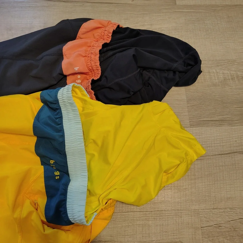 Birddogs Classic Gym Shorts Lot of 2 Mens Small Yellow Navy Blue Lined Athletic